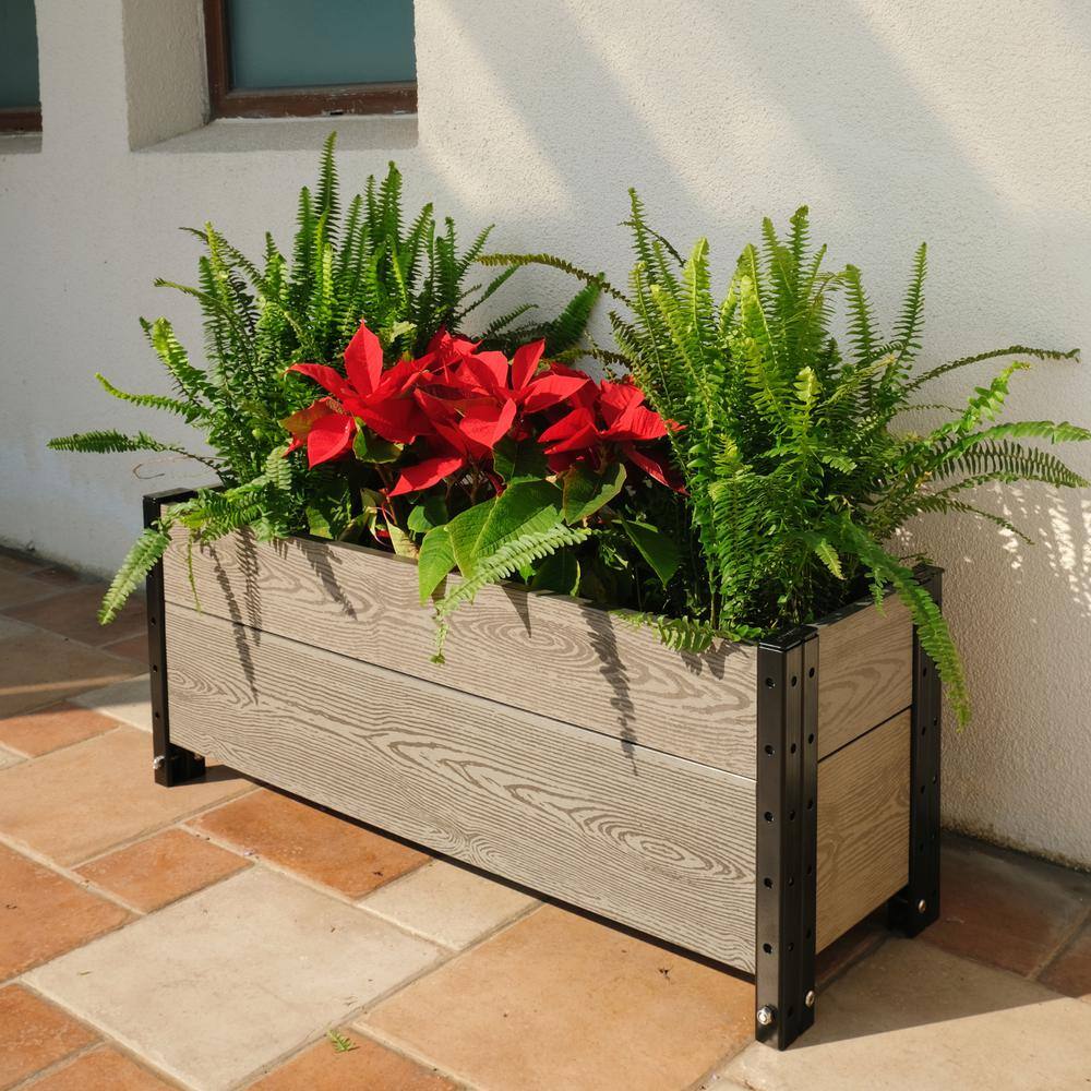 EverBloom 36 in. L x 12 in. W x 14 in. H Composite Trough Planter in Grey E143612G