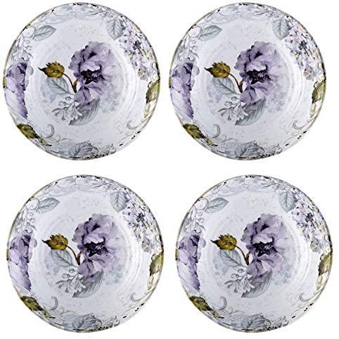 Northeast Home Goods Lavender Floral Heavyweight Melamine Cereal Salad Bowls， Set of 4