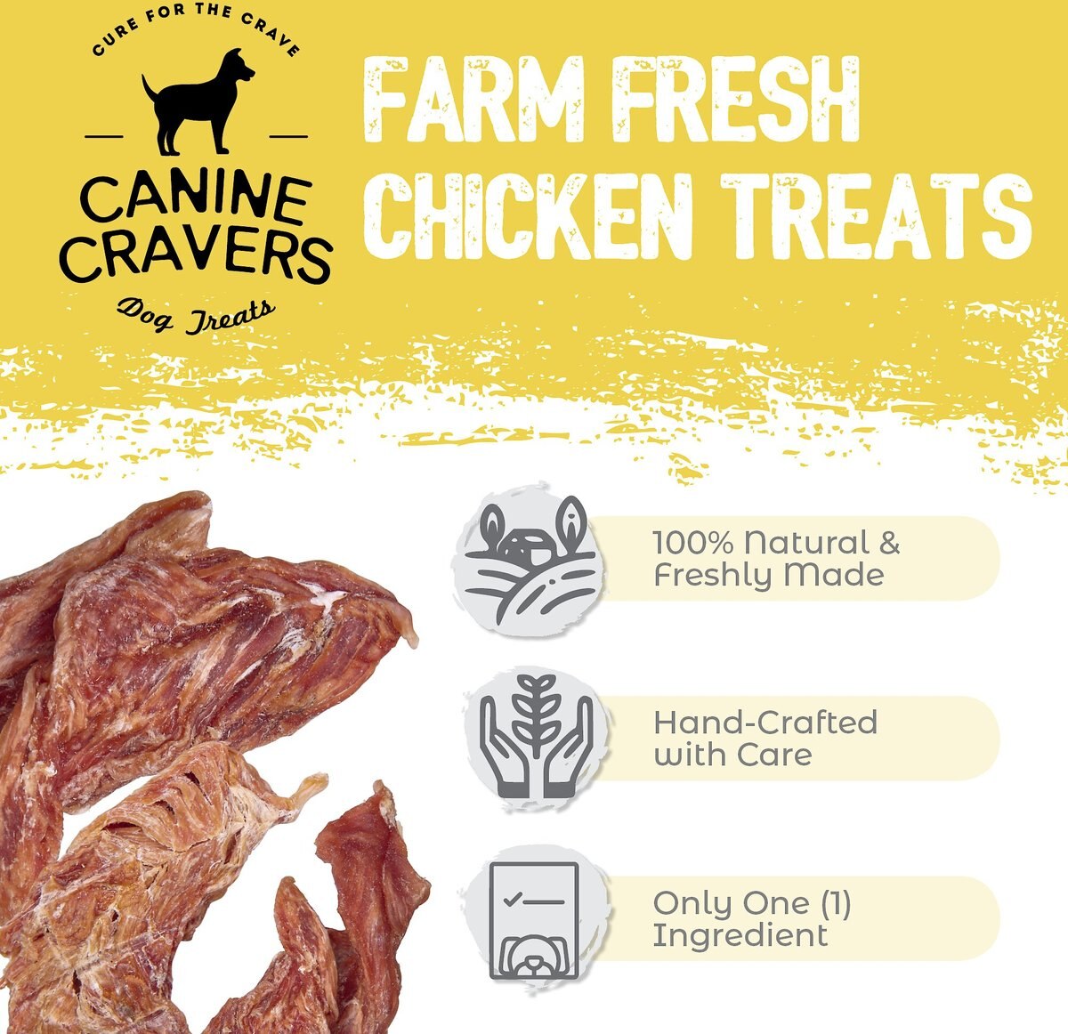 Canine Cravers Farm Fresh Chicken Dehydrated Dog Treats， 5.3-oz pouch