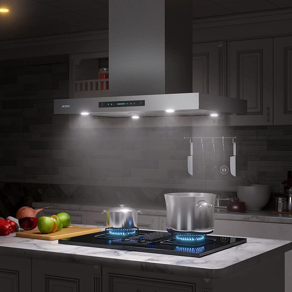 IKTCH 30 inch Vent Island Mount Range Hood  900 CFM Powerful and Stylish Kitchen Ventilation   30''