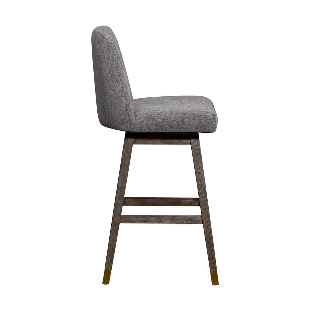 Armen Living Amalie 41.5 in. Grey Oak Swivel Bar Stool with Mocha Fabric Seat 840254332065