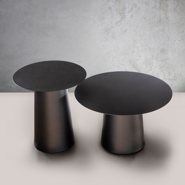 Modern and Elegant Matte Black Single Round Coffee Table with Sturdy Iron Base