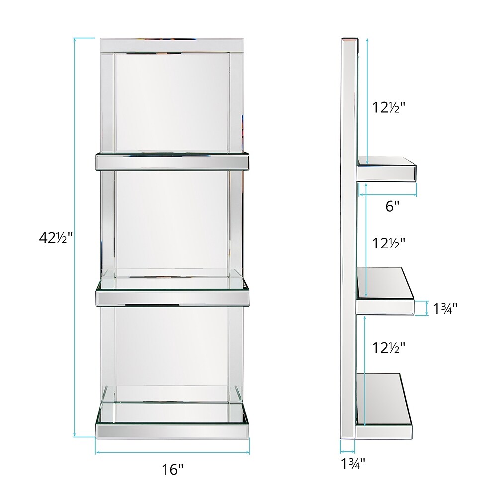 an Andrews Mirrored Shelf with 3 shelves   16 x 8 x 42.5