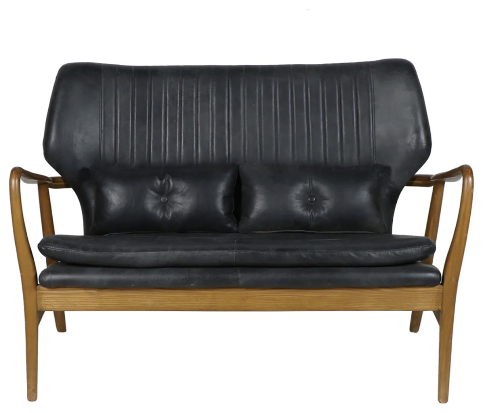 Matthew Izzo Home Helsinki Leather Loveseat   Midcentury   Loveseats   by Matthew Izzo  Houzz