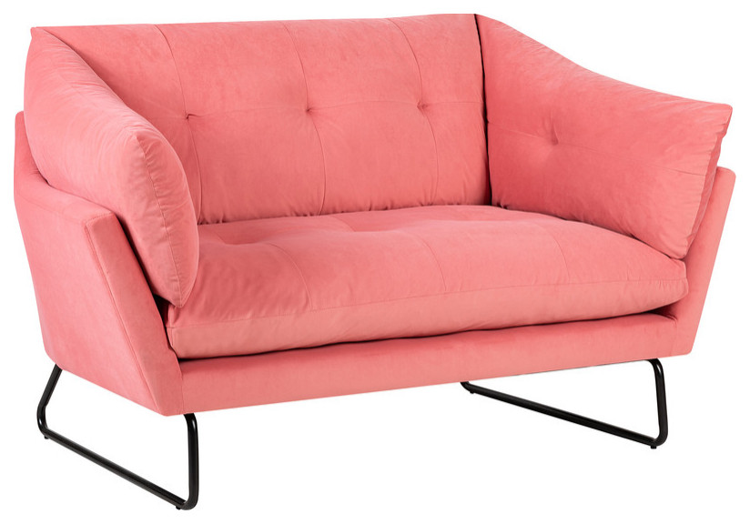 Karla Velvet Contemporary Loveseat and Ottoman   Contemporary   Loveseats   by Lilola Home  Houzz