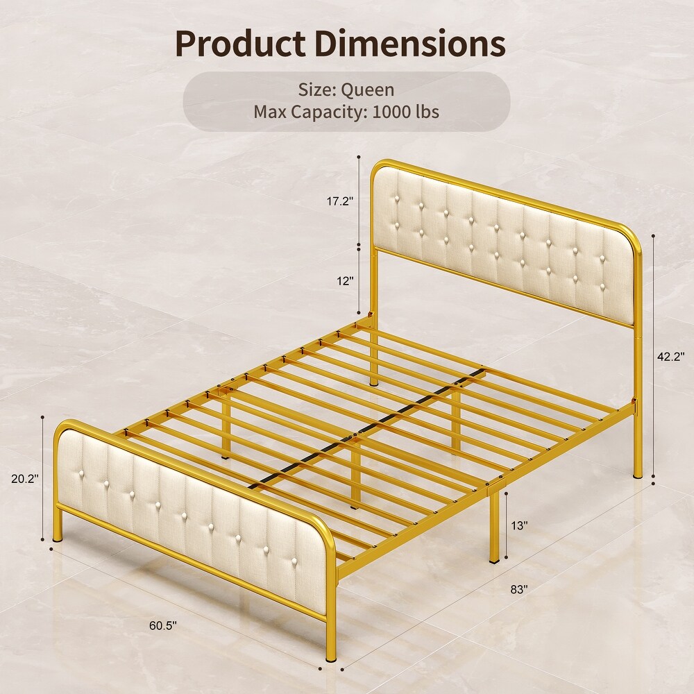 Platform Bed Frame Full/ Queen Size with Headboard