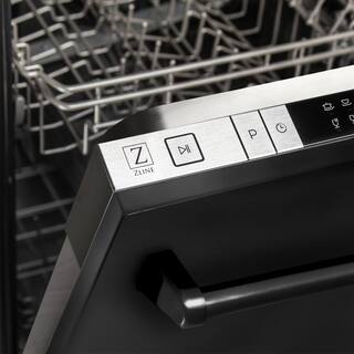 ZLINE Kitchen and Bath 18 in. Top Control 6-Cycle Compact Dishwasher w 2 Racks in Black Stainless Steel  Traditional Handle DW-BS-18