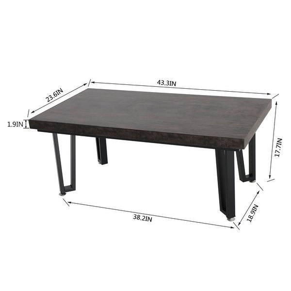 Ivinta Industrial Rectangular Coffee Table for Living Room， Wood Farmhouse Coffee Table