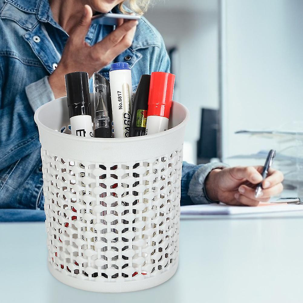 Multifunction Hollow Design Pen Pencil Holder Organizer Basket Desktop Office SuppliesGray