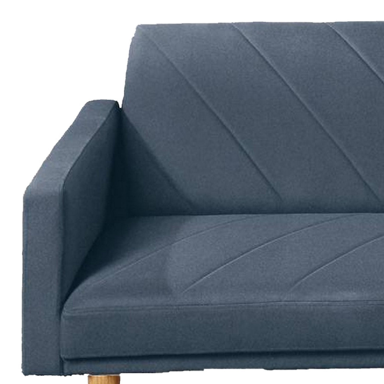 Fabric Adjustable Sofa with Chevron Pattern and Splayed Legs, Navy Blue- Saltoro Sherpi