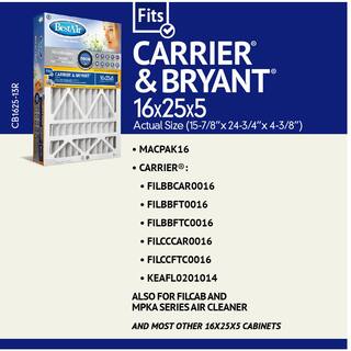 BestAir 16 in. W x 25 in. H x 5 in. D Air Cleaner Filter FPR 10 with Carrier and Bryant CB1625-13R