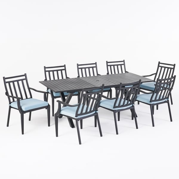 Delmar 9piece Outdoor Dining Set with Expandable Table by Christopher Knight Home