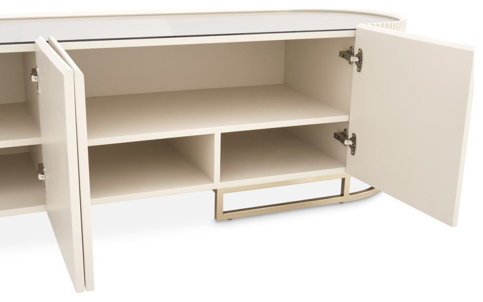 Lisbon Media Cabinet  Silken Matte Cream   Contemporary   Entertainment Centers And Tv Stands   by Michael Amini  Houzz