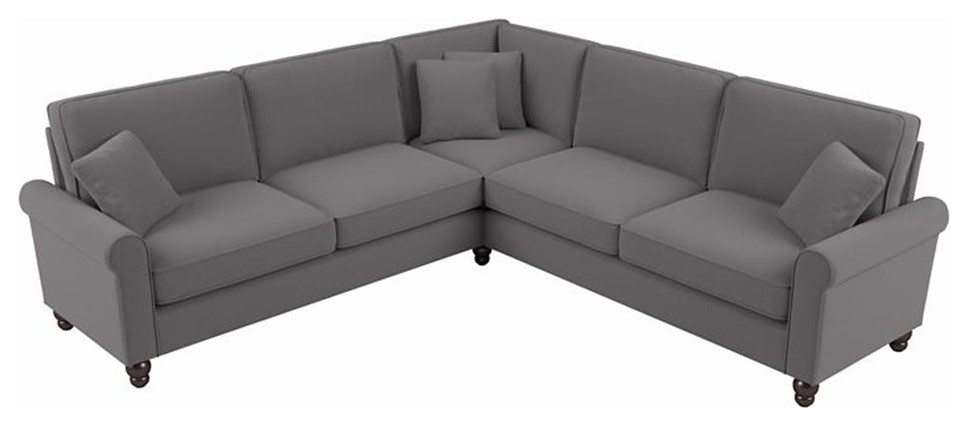 Hudson 99W L Shaped Sectional Couch in Turkish Blue Herringbone Fabric   Sectional Sofas   by Homesquare  Houzz