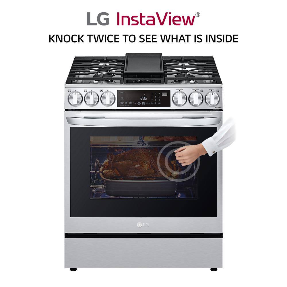 LG 6.3 cu. ft. Slide-in Gas Range with EasyClean Instaview and Air Fry in Printproof Stainless Steel LSGL6335F