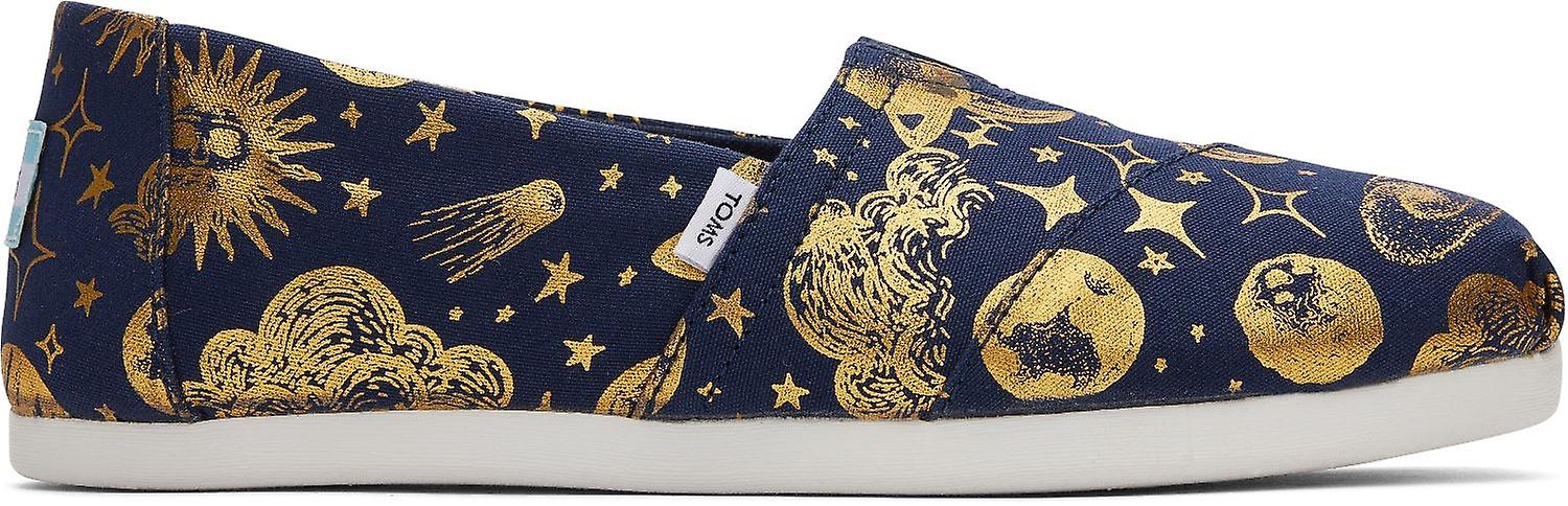 Toms Alpargata Navy Gold Foil Womens Espadrilles Slipons