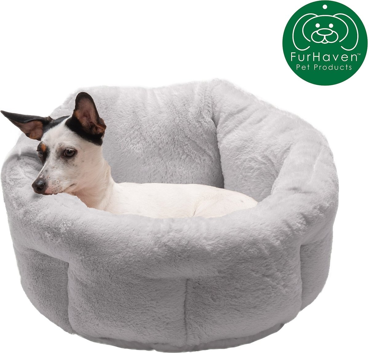 FurHaven Luxury Faux Fur Self-Warming Hi-Lo Donut Cat and Dog Bed