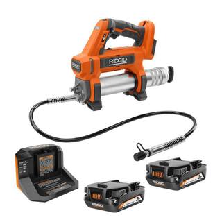 RIDGID 18V Cordless Grease Gun Kit with 2.0 Ah Battery and Charger with 18V Lithium-Ion 2.0 Ah Battery and Charger Kit R860445KN-AC9302