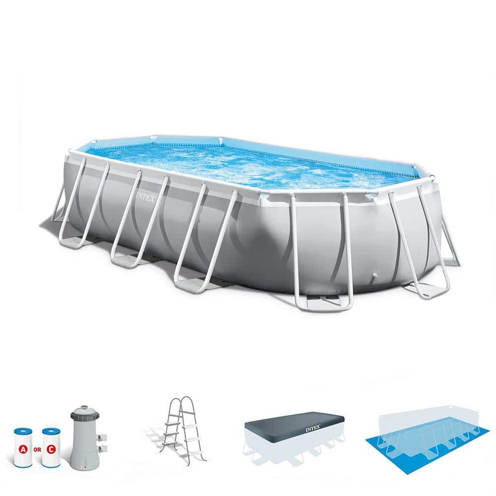 Intex 16.5 x 4 ft. Prism Frame Rectangular Above Ground Swimming Pool Pump Set 26795EH