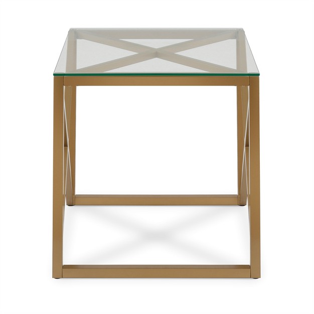 22 x27 Metal Geometric Side Table In Gold Henn amp hart