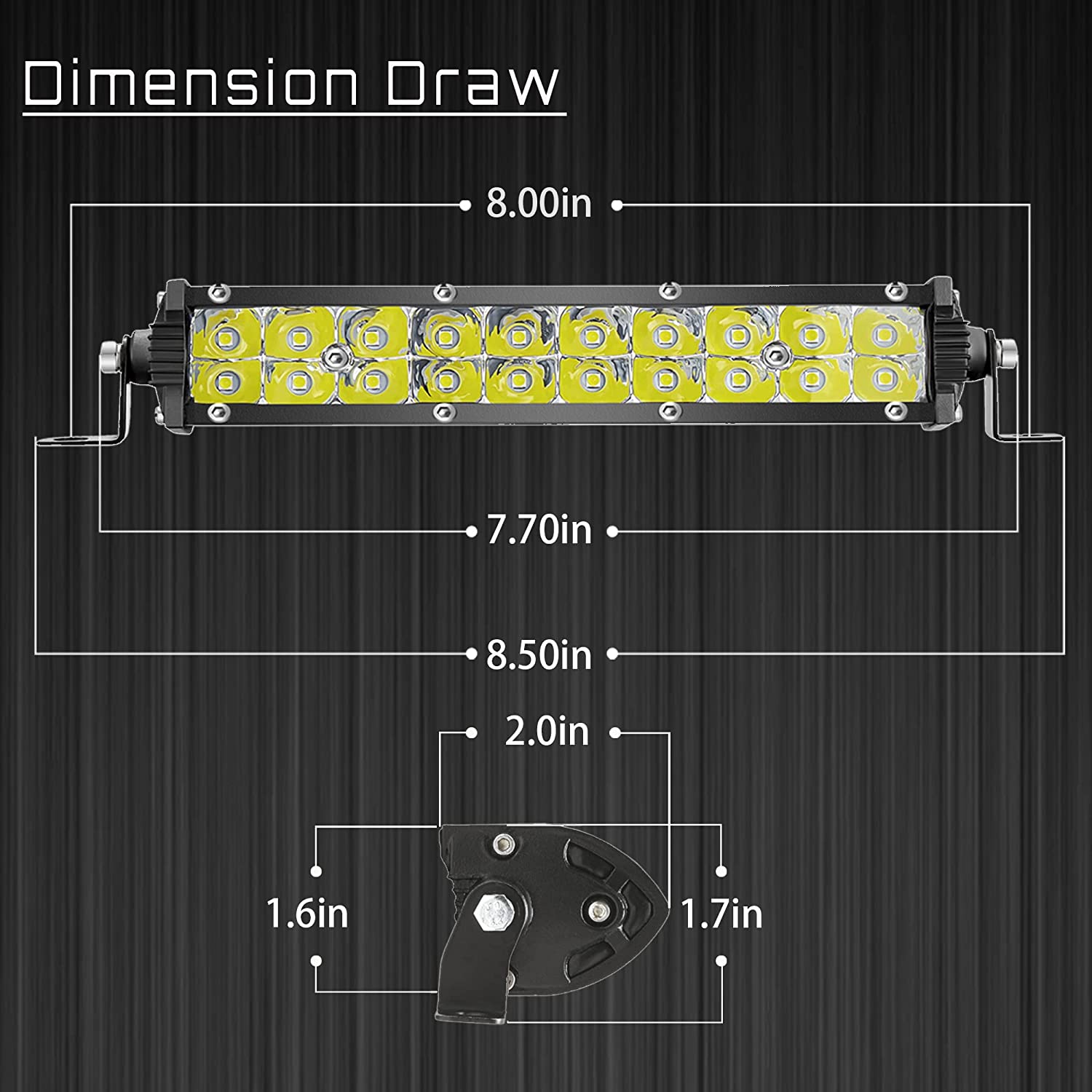 7 Inch LED Light Bar Slim，Car Off-Road Driving Fog Pods，20 LED Yellow Fog Lights，Waterproof Duble Row Driving Work Lights for Truck Car SUV ATV UTV Pickup Boat