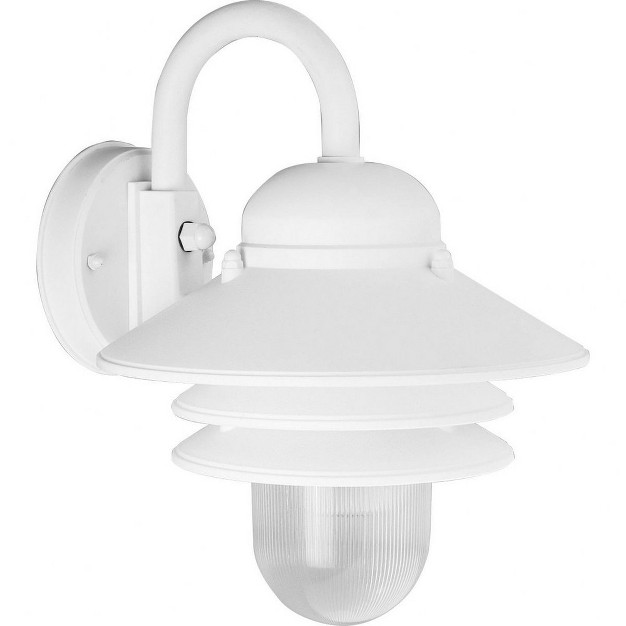 Progress Lighting Newport 1 light Outdoor Wall Lantern White Finish Clear Prismatic Acrylic Shade