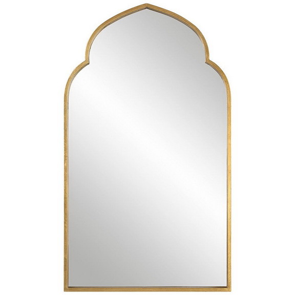 Benjara BM276692 38 Inch Wood Wall Mirror  Morocca...