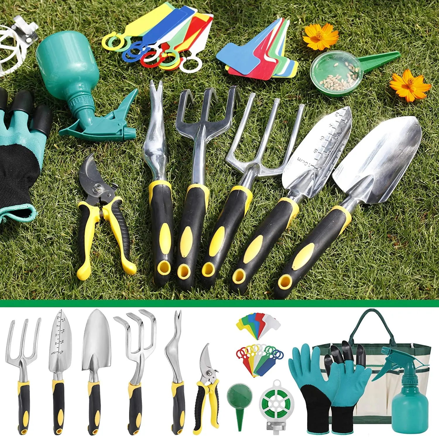 Wholesale Hot Sale High Quality 13 Pieces Heavy Duty Aluminum oy Garden Tools Set with Tote Bag