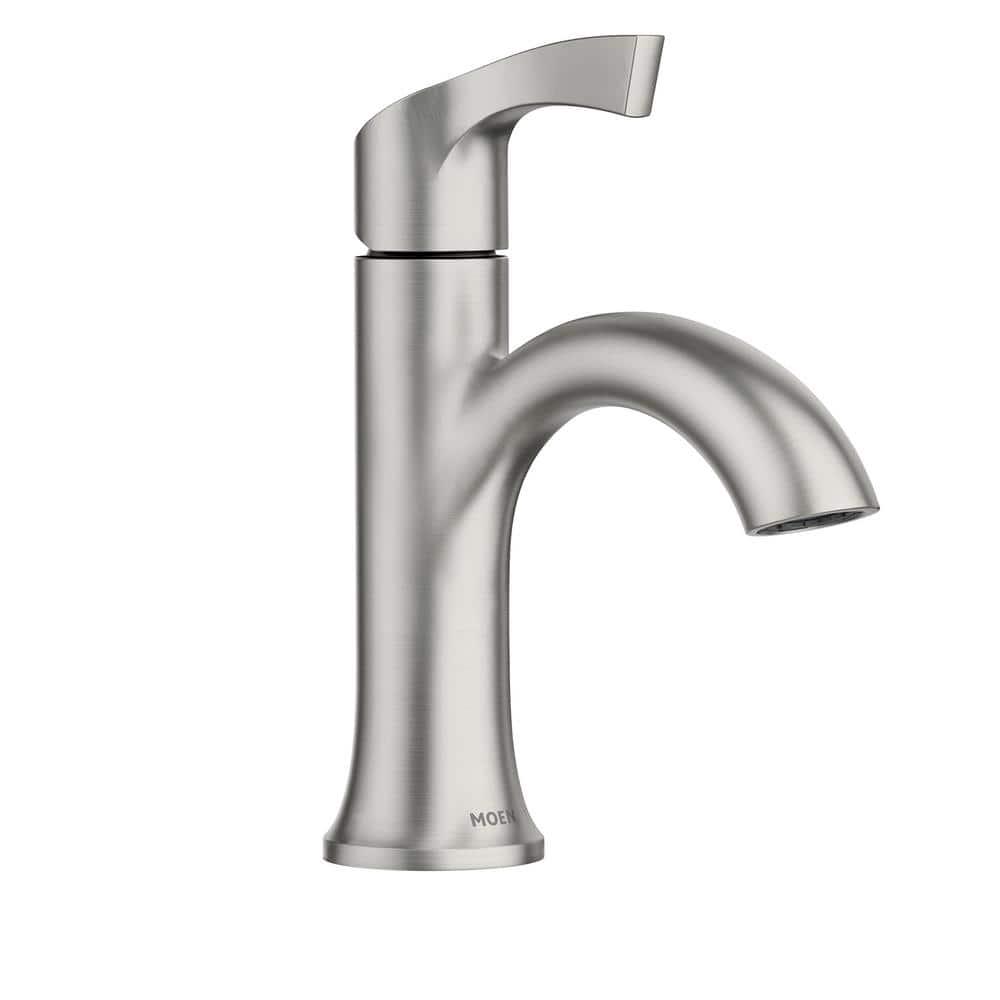 MOEN Korek Single Hole SingleHandle Bathroom Faucet with Deck Plate Included in Brushed Nickel