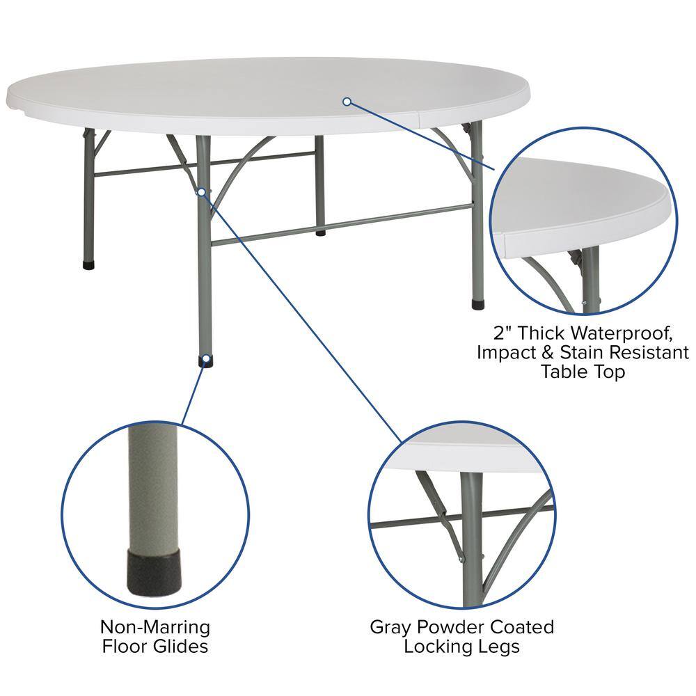 Carnegy Avenue 71 in. Granite White Plastic Tabletop Metal Frame Folding Table CGA-RB-20745-GR-HD