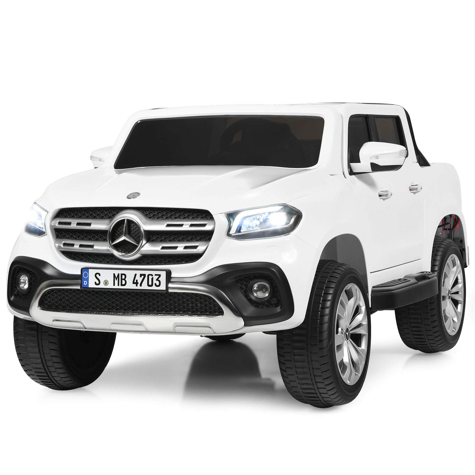 Costzon 2-Seater Ride on Polick Truck, Licensed Mercedes Benz X Class Battery Powered Ride on Car w/ 2.4G Remote Control