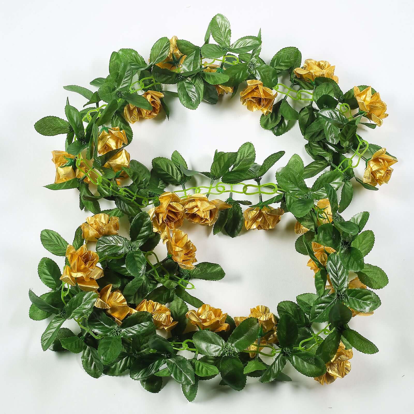 Gold Artificial Silk Rose Garland UV Protected Flower Chain 6ft