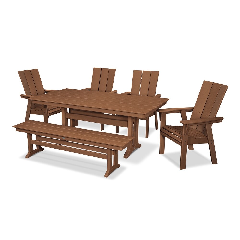 Modern Adirondack 6 Piece Farmhouse Dining Set with Bench