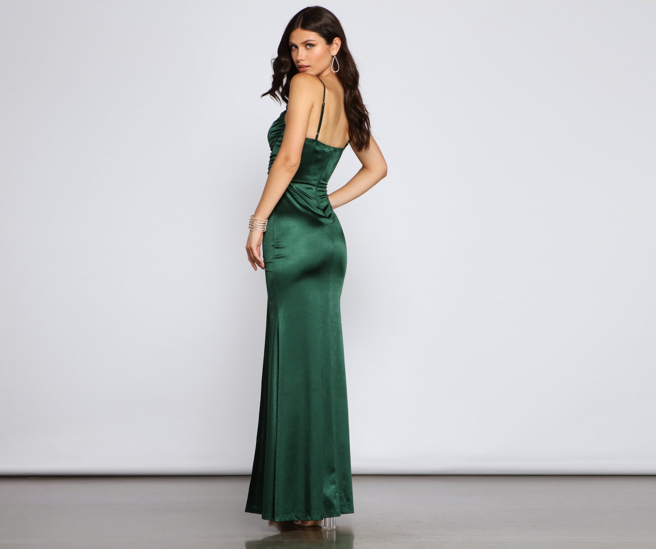 Aria High-Slit Satin Mermaid Dress