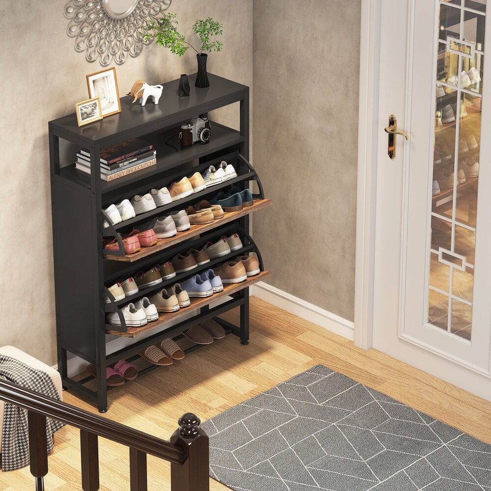 Flip Drawer Shoe Cabinet  Flip Down Shoe Storage Cabinet