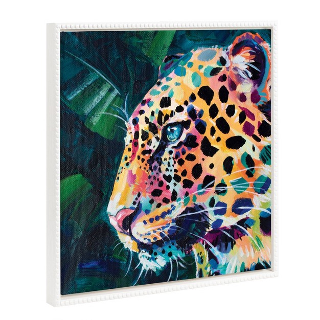 Sylvie Beaded Leopard Glow Framed Canvas By Rachel Christopoulos White Kate amp Laurel All Things Decor