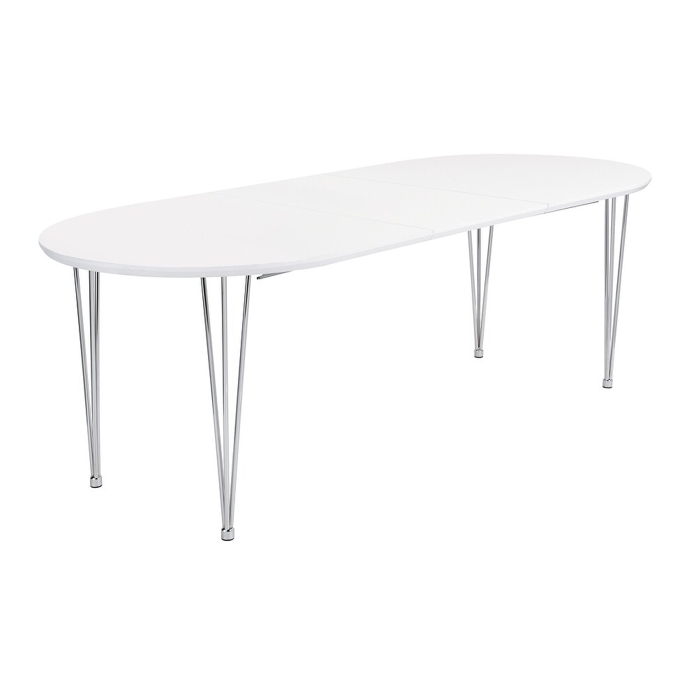 Coaster Furniture Heather Matte White and Chrome Oval Dining Table