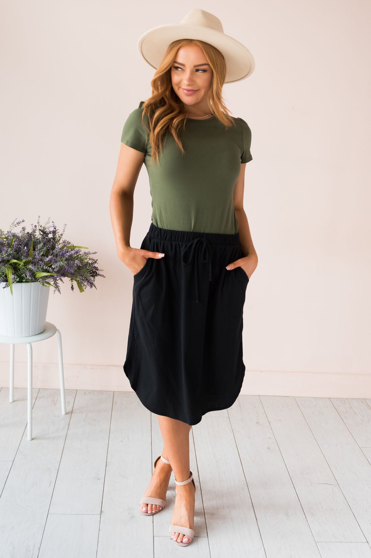 Well Wishes Modest Ribbed Jersey Skirt