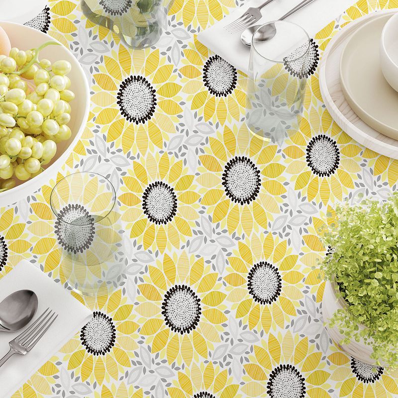 Square Tablecloth， 100% Polyester， 70x70， Abstract Sunflowers