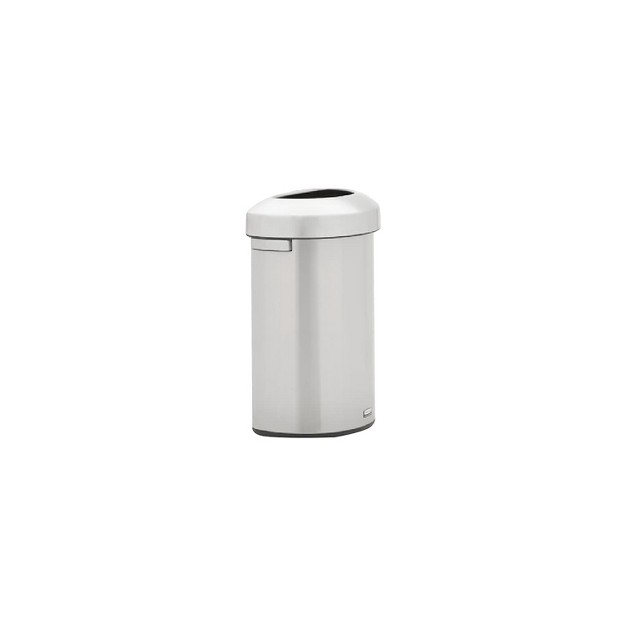 Rubbermaid Refine Stainless Steel Indoor Trash Can With Open Lid 16 Gallon Silver 2147550