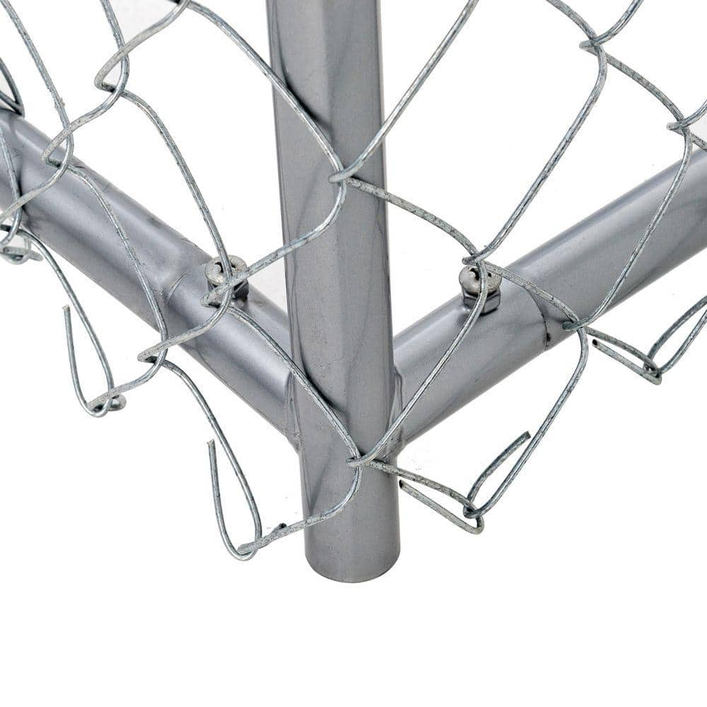 Lucky Dog 4 ft. H x 5 ft. W x 10 ft. L or 4 ft. H x 8 ft. W x 6.5 ft. L - 2-in-1 Galvanized Chain Link with PC Frame Box Kit CL 41028EZ