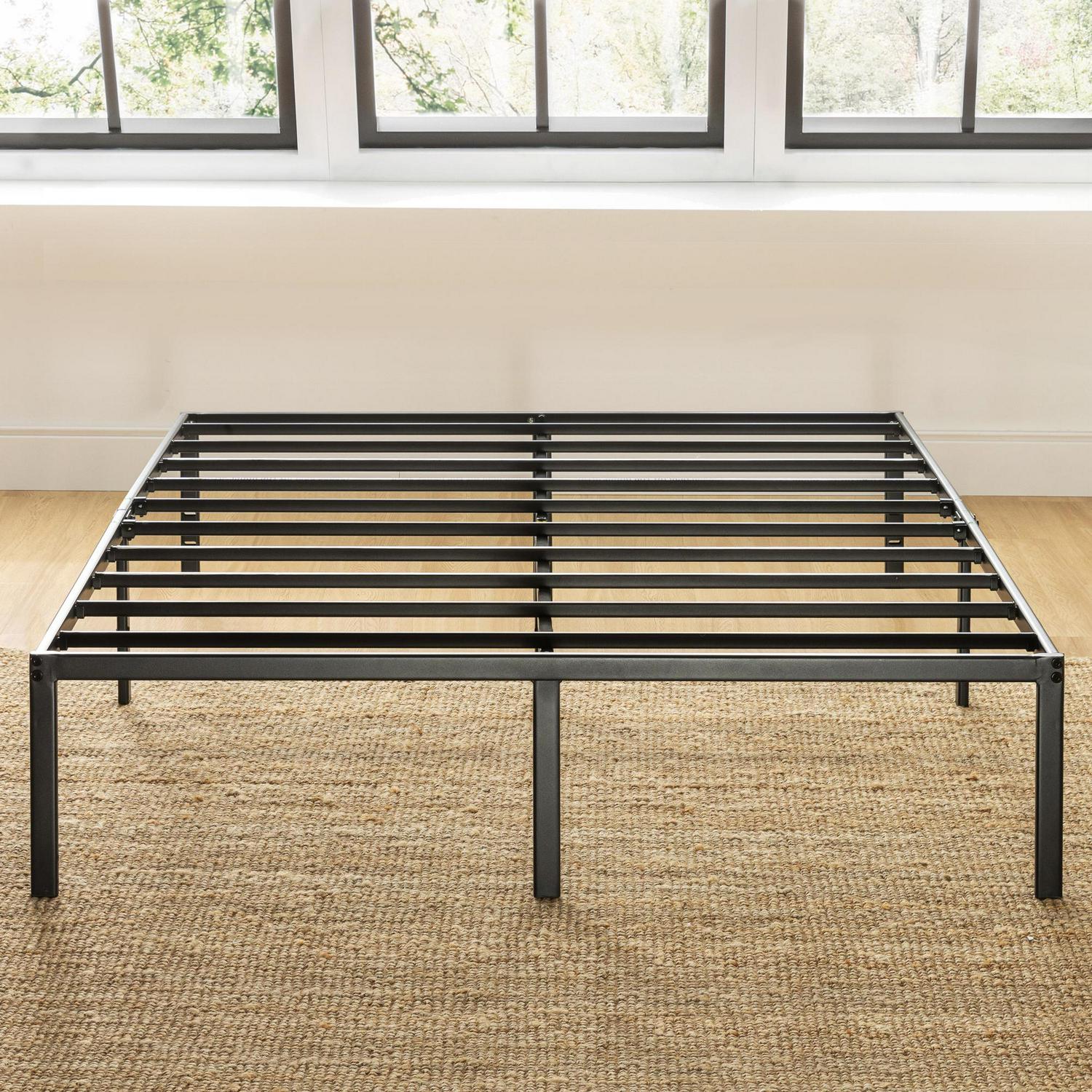 Mellow 14  Metal Platform Bed Frame with Heavy Duty Steel Slats Black Queen  Crowdfused