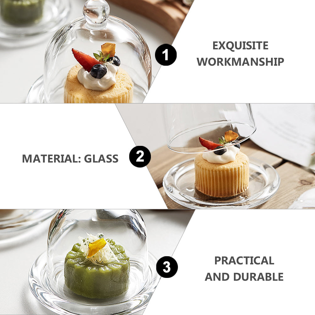 Nuolux Cake Dome Cover Glass Display Dessert Platestand Cupcakelid Bell Serving Platter Cloche Holder Server Tray Bowl Case