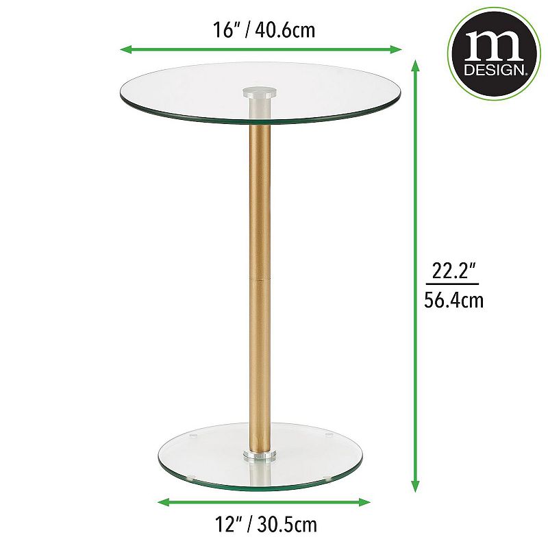 mDesign Metal and Glass Top Round Accent Table