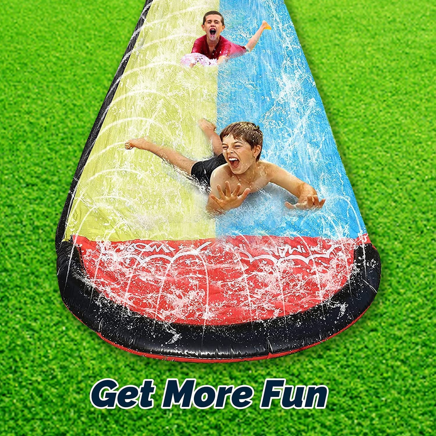 Brier Lawn Water Slide Game, Splash Sprinkler and Inflatable Crash Pads for Children Outdoor Water Toys