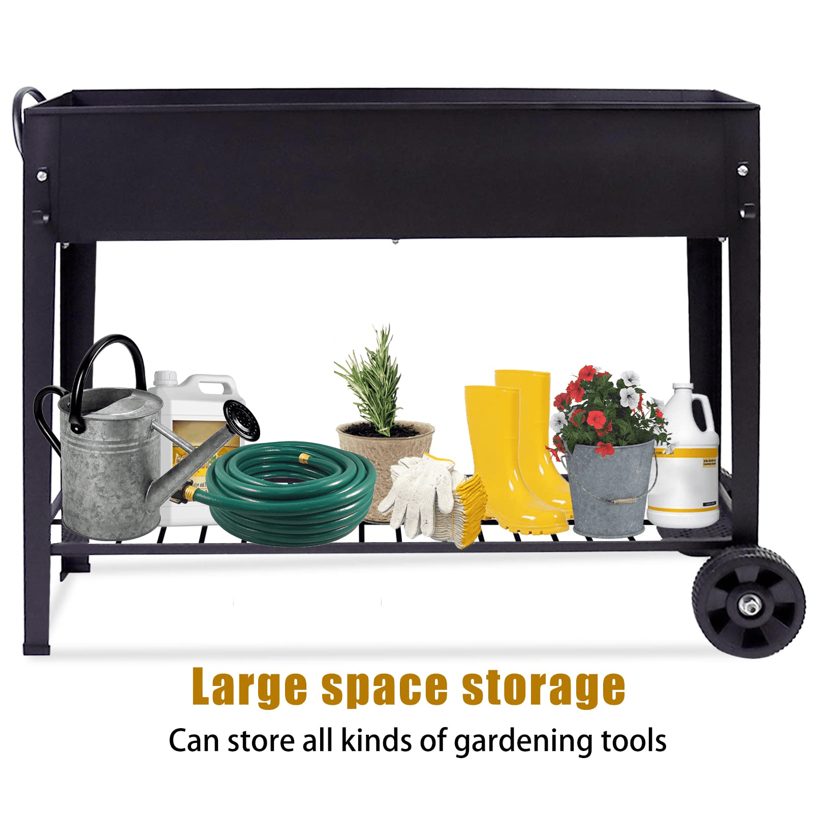 Large Planter Raised Beds with Legs Outdoor Metal Planter Box on Wheels Elevated Garden Bed for Vegetables Flower Herb Patio (40" L x 11" W x 31.5" H)