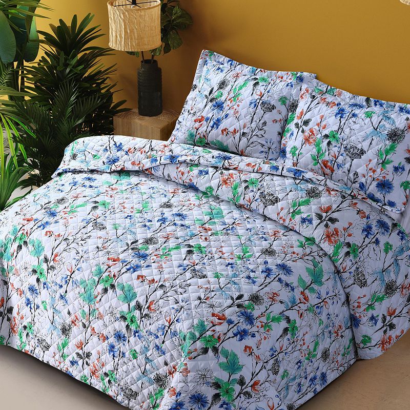 Azores Home Jolie Printed Oversized Quilt Set with Shams