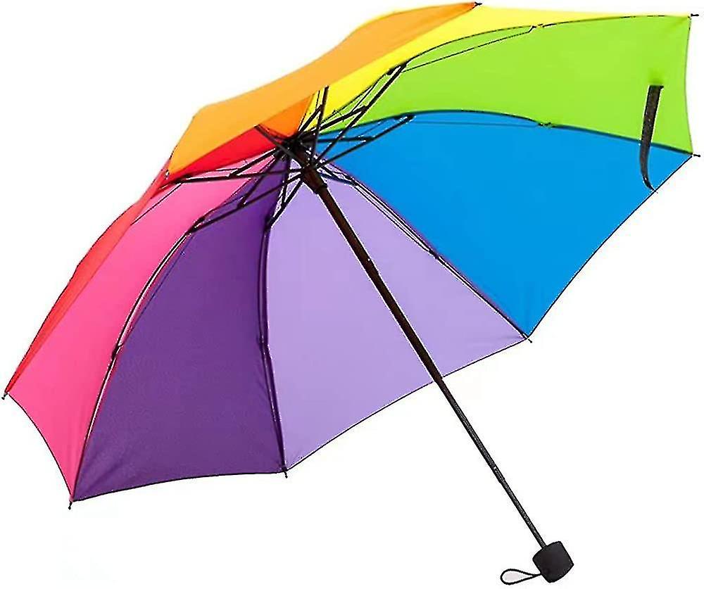 Liangnv Three Folding Flat Edge Rainbow Bumper Cloth Umbrella Sunshade Sun Umbrella Ladies Umbrella