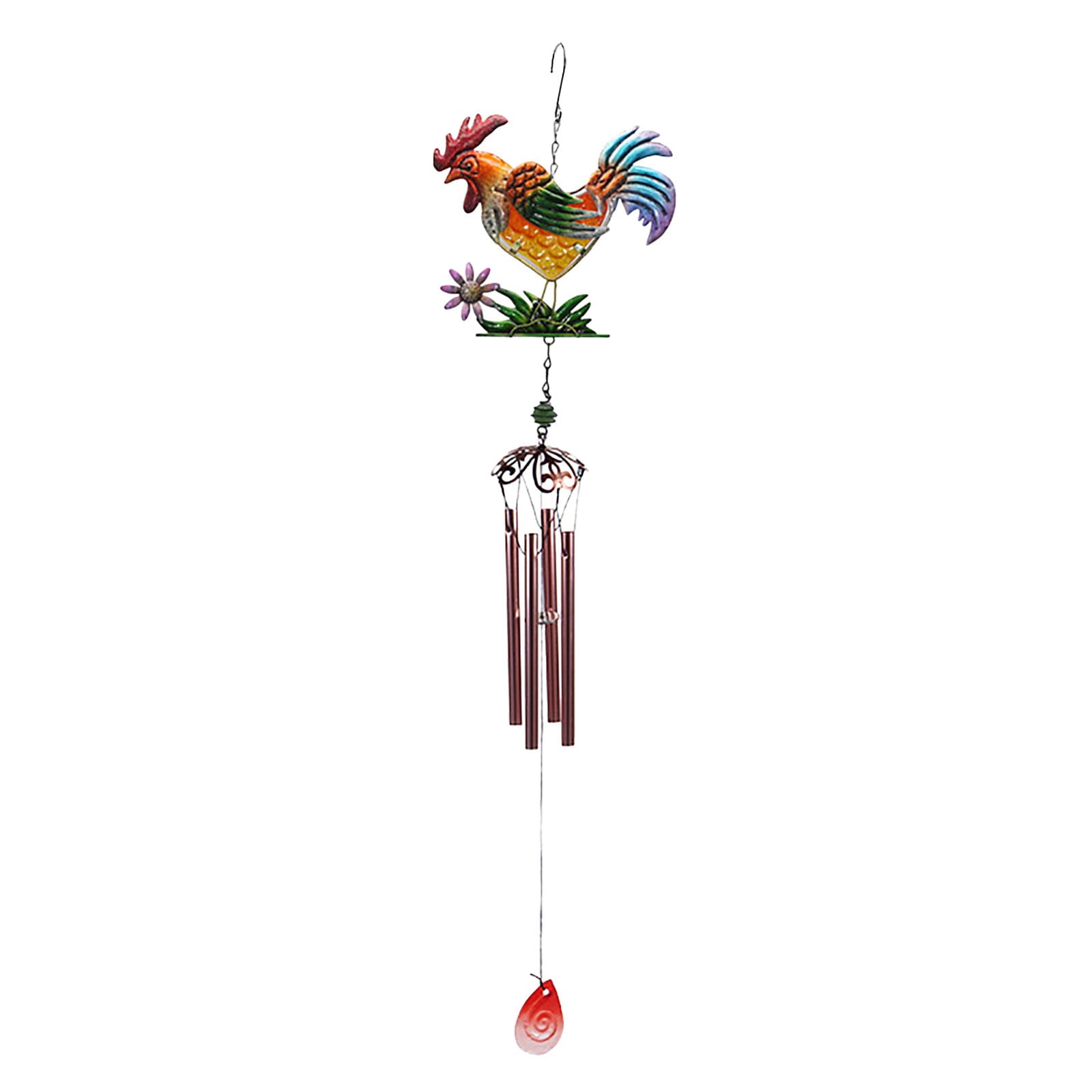 Kqegk Metal Rooster Wind Chimes Metal Chicken Crafts Painted Decorative Bell Pendants