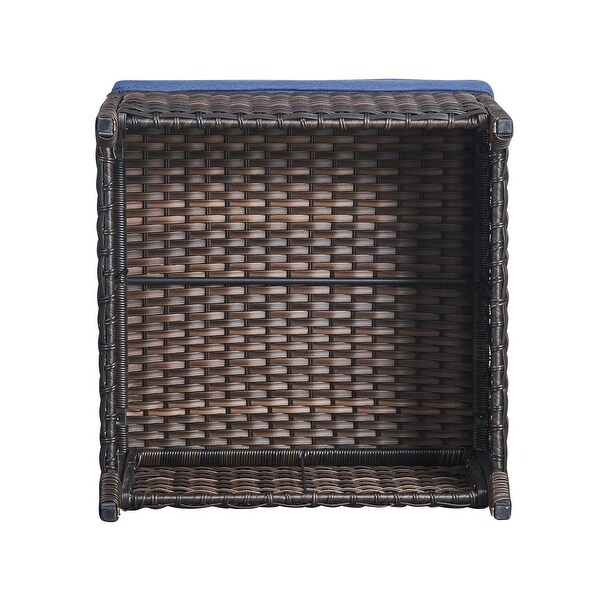 2 Piece Outdoor Ottoman Wicker Patio Ottomans